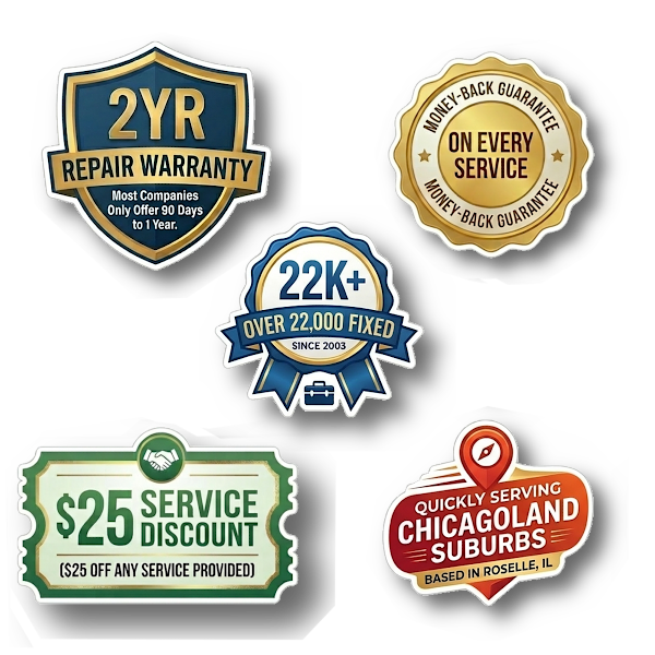A Fast Local Refrigerator Repair Offers: 2-Year Part & Labor Warranty; Money-Back Guarantee; $25 Service Discount; Over 20 Years Experience and In-Home Service to Chicago Suburbs Today